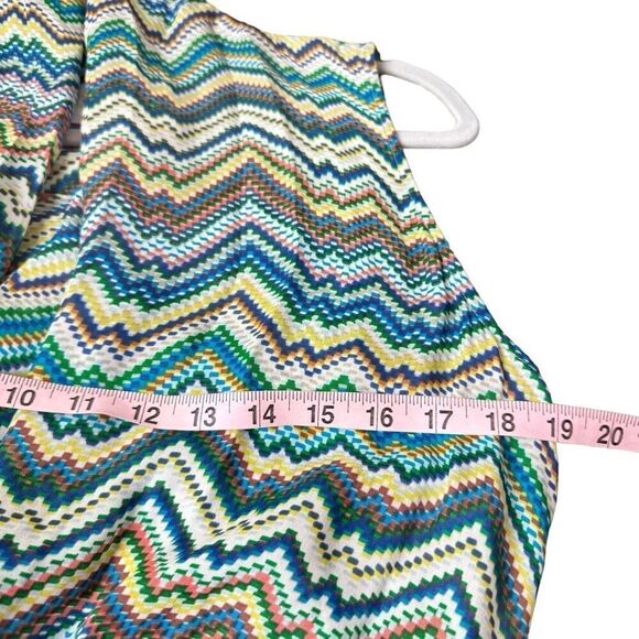 Parker Silk Sleeveless Romper in Colorful Zig Zag Chevron Print Blouson XS - Picture 3 of 10